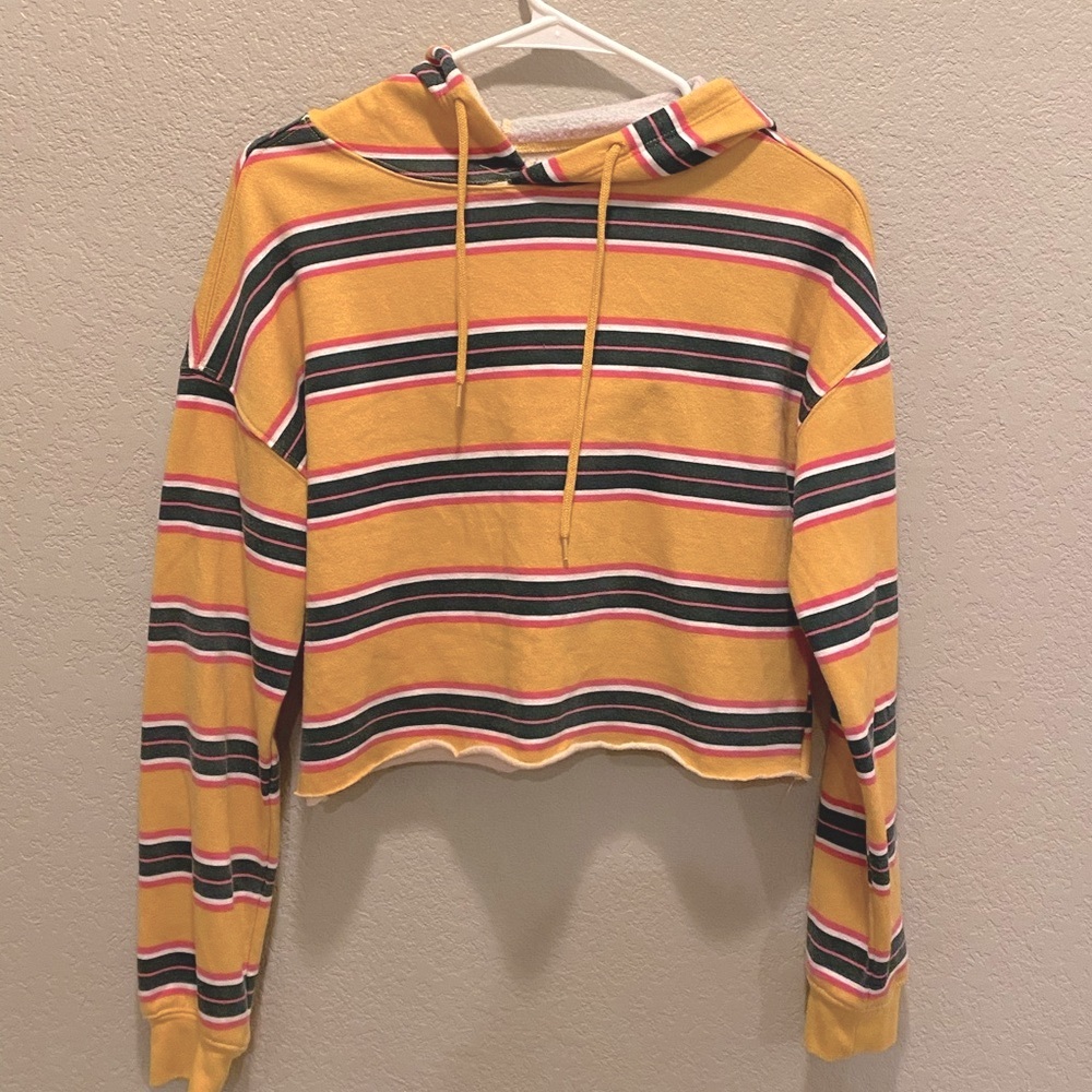 Cropped striped hoodie